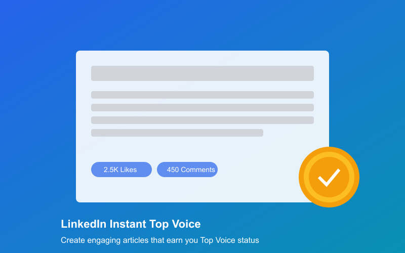 LinkedIn Top Voice badge with engagement stats on professional article